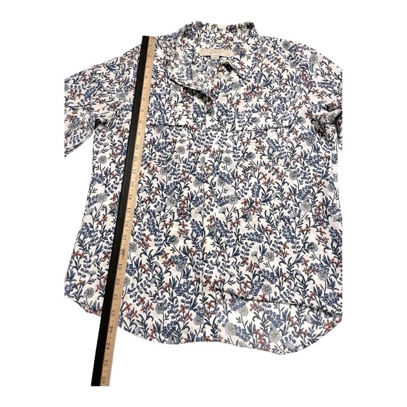Ann Taylor Loft White  Floral Long Sleeve Top - Picture 10 of 12